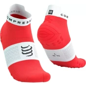 Nogavice COMPRESSPORT Pro Racing Socks v4.0 Run Low, fluor rdeče/bele (T4 (EU 45-48))