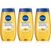 Nivea Natural Caring olje za prhanje za suho kožo 3x200 ml