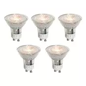 Komplet 5 GU10 50mm LED žarnic prozornih 3W 250 lm 2200K