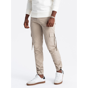 Ombre Mens STRAIGHT LEG cargo pants with striped pockets - sand