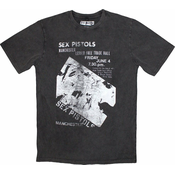 Sex Pistols Majica Manchester Flyer Stone Wash Unisex Charcoal Grey 2XL