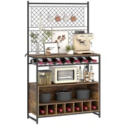 HOMCOM HOMCOM kuhinjski regal iz iverne plošče in kovine, 96,5D x 38Š x 165V cm, rustikalno rjav, (5000242489)
