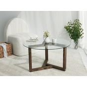 Klubska mizica Kailua 1418 Oreh, 40cm, Kaljeno steklo, Okrogla