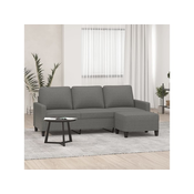 VIDAXL kavč trosed s stolčkom za noge (180cm, blago), temno siv