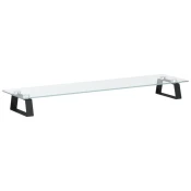 vidaXL Stalak za monitor crni 80 x 20 x 8 cm kaljeno staklo i metal