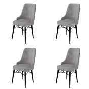 Hanah Home Set 4 trpezarijske stolice Pare Sivo-Crni