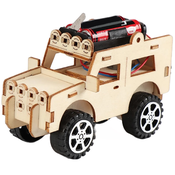 Drveni set Acool Toy - Napravi sam drveni džip s baterijama