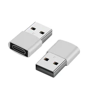 INF 2 paketa adapterjev USB-C na USB za prenos podatkov in polnjenje Silver, (21541462)