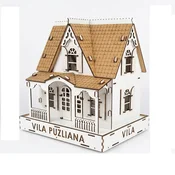 3D drvena slagalica Kucica za lutke Vila Puzliana, 30 cm, Bela