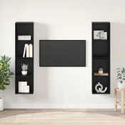 vidaXL Stenski TV kabinet s polico 4 pcs Črni hrast 37 x 37 x 72 cm