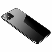 slomart prozorno barvno ohišje iz gela s kovinskim okvirjem za iphone 12 pro max črno