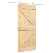 Vidaxl Drsna vrata Naravna in bela 90 x 210 cm Trdna borovina