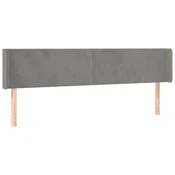 Vidaxl Vzglavje z ušesi svetlo sivo 183x16x78/88 cm žamet