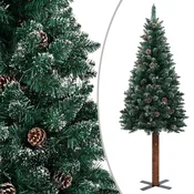 Vidaxl Ozka novoletna jelka pravi les in beli sneg zelena 180 cm
