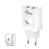 Kucni punjac KONFULON JK72/ 2xUSB/ 2.4A/12W/ sa micro USB kablom beli
