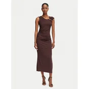 Rinascimento Cocktail obleka CFC0020352002 Rjava Slim Fit