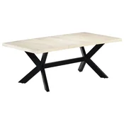Vidaxl Jedilna miza bela 200x100x75 cm trden mangov les