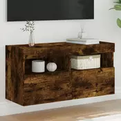 Zidni TV ormaric s LED svjetlima boja hrasta 80x30x40 cm