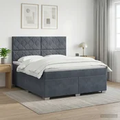 vidaXL Postelja boxspring z vzmetnico Temno siva 140 x 200 cm Žamet