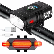 Set akumulatorske kolesarske svetilke 6 CREE LED + zadnja luč