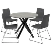 MARIEDAMM / LILLANÄS Sto i 4 stolice, tamnosiva/Gunnared tamnosiva hromirano, 105 cm