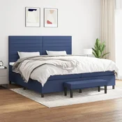 Box spring postelja z vzmetnico moder 200x200 cm blago