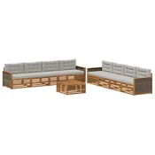 Set vanjskih sofa 9 kom. Prirodna i svjetlosiva