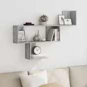 Zidna polica siva boja hrasta 100x15x70 cm konstruirano drvo