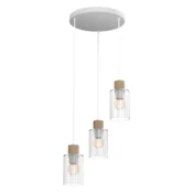 Luster na sajli MADERA 3xE27/60W/230V bela/drvo