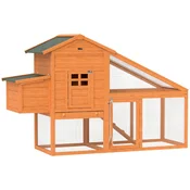 PAWHUT Vrtni kokošnjak za 1-2 kokoši z gnezdilnico, hišico in odprtim prostorom, kokošnjak iz smrekovega lesa in kovine, 179x67x115 cm, oranžni