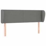 Vidaxl Vzglavje z ušesi temno sivo 147x23x78/88 cm blago