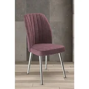 Hanah Home set trpezarijskih stolica Platinum 2 kom, puder roze tkanina Jerry, hromirane metalne noge