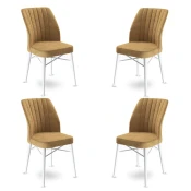 Hanah Home Set 4 trpezarijske stolice Flex Kapucino-Beli