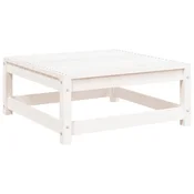 Vidaxl Vrtni stolček za noge bel 70x70x30 cm trdna tikovina