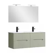 Trent Kopalniško pohištvo 120 cm keramični umivalnik z ogledalom 60x120 cm olivno zelena