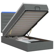 vidaXL Otomanska postelja z vzmetnico in LED Temno siva 100 x 200 cm