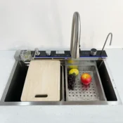Večnamensko jekleno korito s slap pipo, srebrna Silesia Enamel