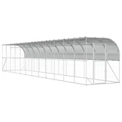 vidaXL Kokošja kletka ob steni Srebrna 600 x 150 x 215 cm