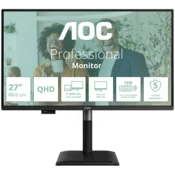 AOC Q27P4CV poslovni monitor - 68.6cm (27), QHD (2560 x 1440), IPS, 120Hz, 4ms (GtG), Adaptive Sync, HDR, USB razdelilnik, RJ45, 1x HDMI, 1x DP, 1x USB-C (PD 90W, DP Alt način), 5 let garancije - Q27P4CV