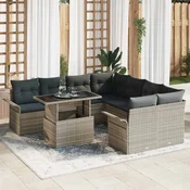 Sjedeća garnitura za vrt 9 kom. Svijetlo siva poliratan Svjetlosiva 100 x 55 x 73 cm