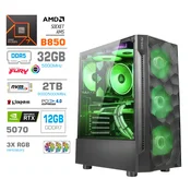 Računalnik MEGA MT S7 R7-9700X/RTX5070/32GB-DDR5/2TB-4.0/750W/Brez OS RGB + Estetski napajalni kabli [Zelena/Črna]