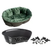Set Ferplast košare Siesta Deluxe s navlakom Sofa baršun zelena - Set velicina 12: košara + navlaka + noge