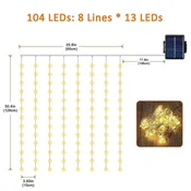 KJB Solarna svetlobna veriga za senčnik, 104 LED, 8 krakov, topla bela