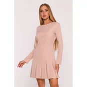 Made Of Emotion Womans Elegant mini dress with box pleats - beige
