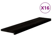 Vidaxl Podloge za stopnice 16 kosov rjavo-črne 110x30x2 cm trdna hrastovina