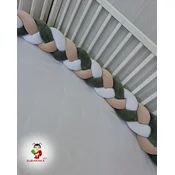 Bubamara037 Pletenica za krevetac, Trostruka, 120cm, Zeleno-krem