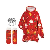 Svilanit Deka s kapuljacom i rukavima, 100% poliester, Xmass Joy