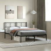 Greatstore Kovinski posteljni okvir z vzglavjem črn 160x200 cm