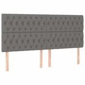 Vidaxl Vzglavje postelje temno sivo 200x7x118/128 cm blago