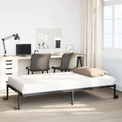 shumee vidaXL Zložljiv posteljni okvir brez vzmetnice črne barve 80x200 cm jeklo